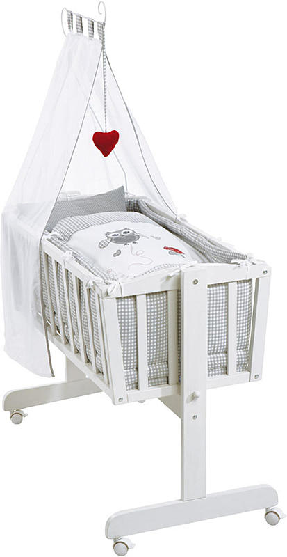 B-Ware Roba Komplett Wiegenset Adam Und Eule Babybett Bett Weiß Max 15 Kg 0   6 Monate