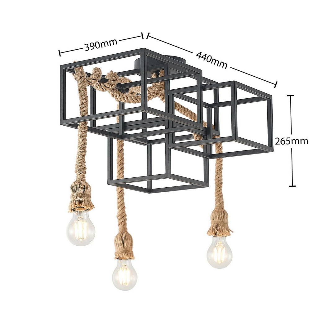 Lucande Andrik Deckenlampe Deckenlicht Lampe Leuchte Licht 3 Flammig Hanfseile B-Ware - 4251911702170