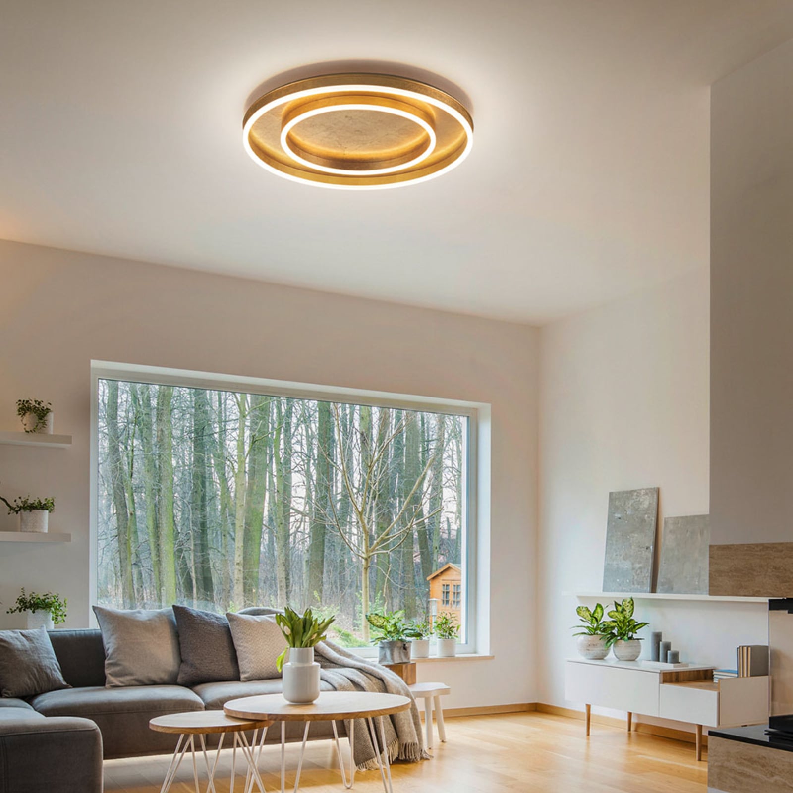 Helestra Deckenleuchte Sona LED dimmbar gold Lampe Leuchte Ø60cm warmweiß 6700lm - 4022671107242