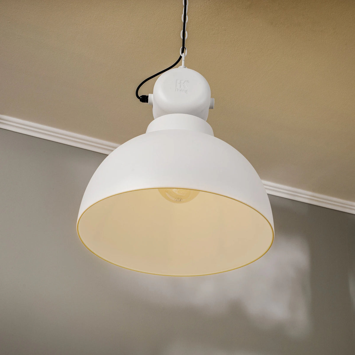 HKliving Hängeleuchte Pendelleuchte Metall weiß matt Factory L Lampe Ø 50 cm792 - 4546001