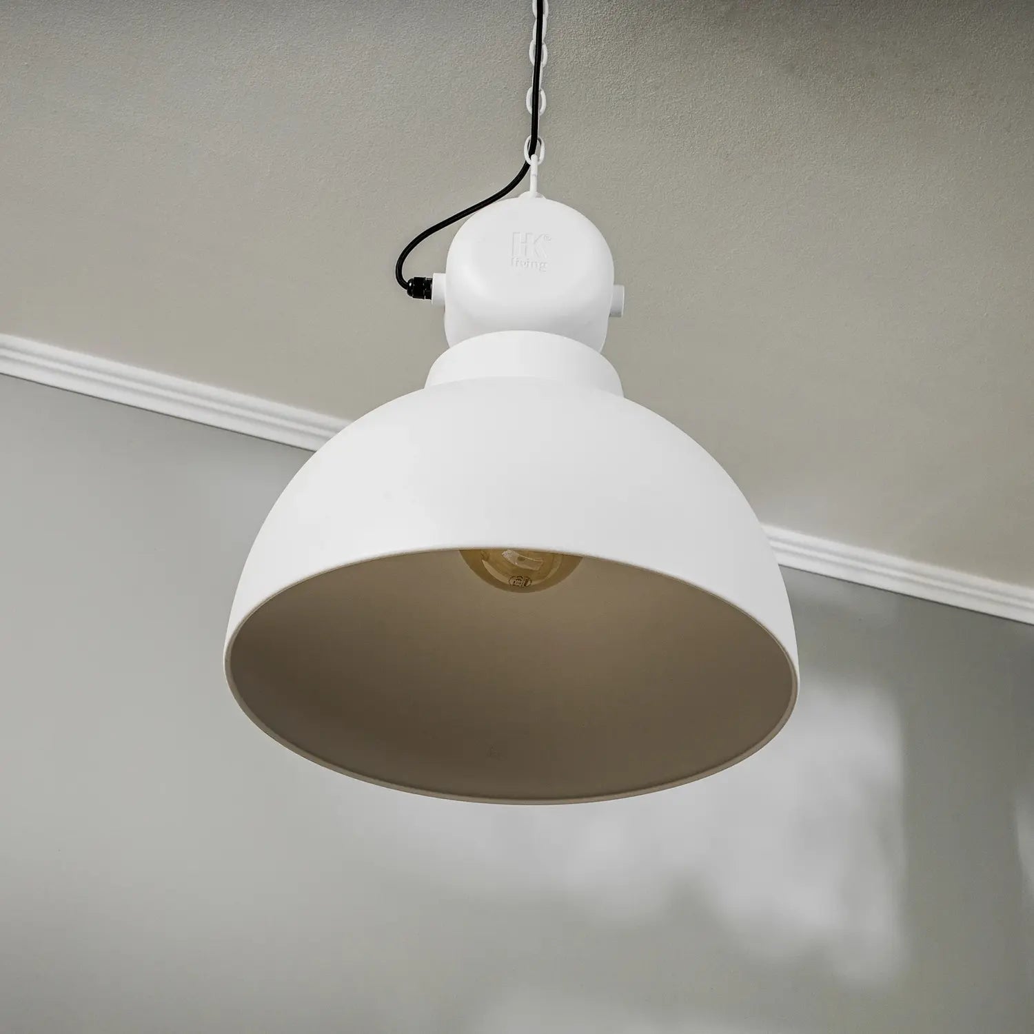 B-Ware H Kliving Hängeleuchte Pendelleuchte Metall Weiß Matt Factory L Lampe ø 50 Cm - 4546001