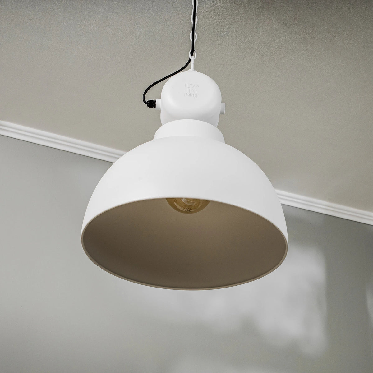 HKliving Hängeleuchte Pendelleuchte Metall weiß matt Factory L Lampe Ø 50 cm792 - 4546001