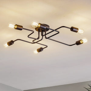 B-Ware Deckenlampe Tube 6-flammig dimmbar E27 Eisen schwarz 75x70cm stilvolle Leuchte