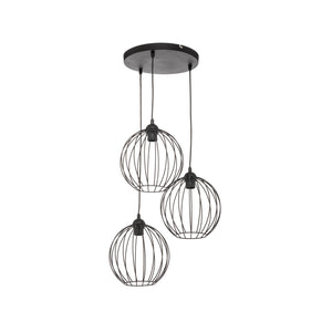 B-Ware Pendelleuchte Cumera Hängelampe 3-flammig dimmbar schwarz Eisen Ø52cm Lampe