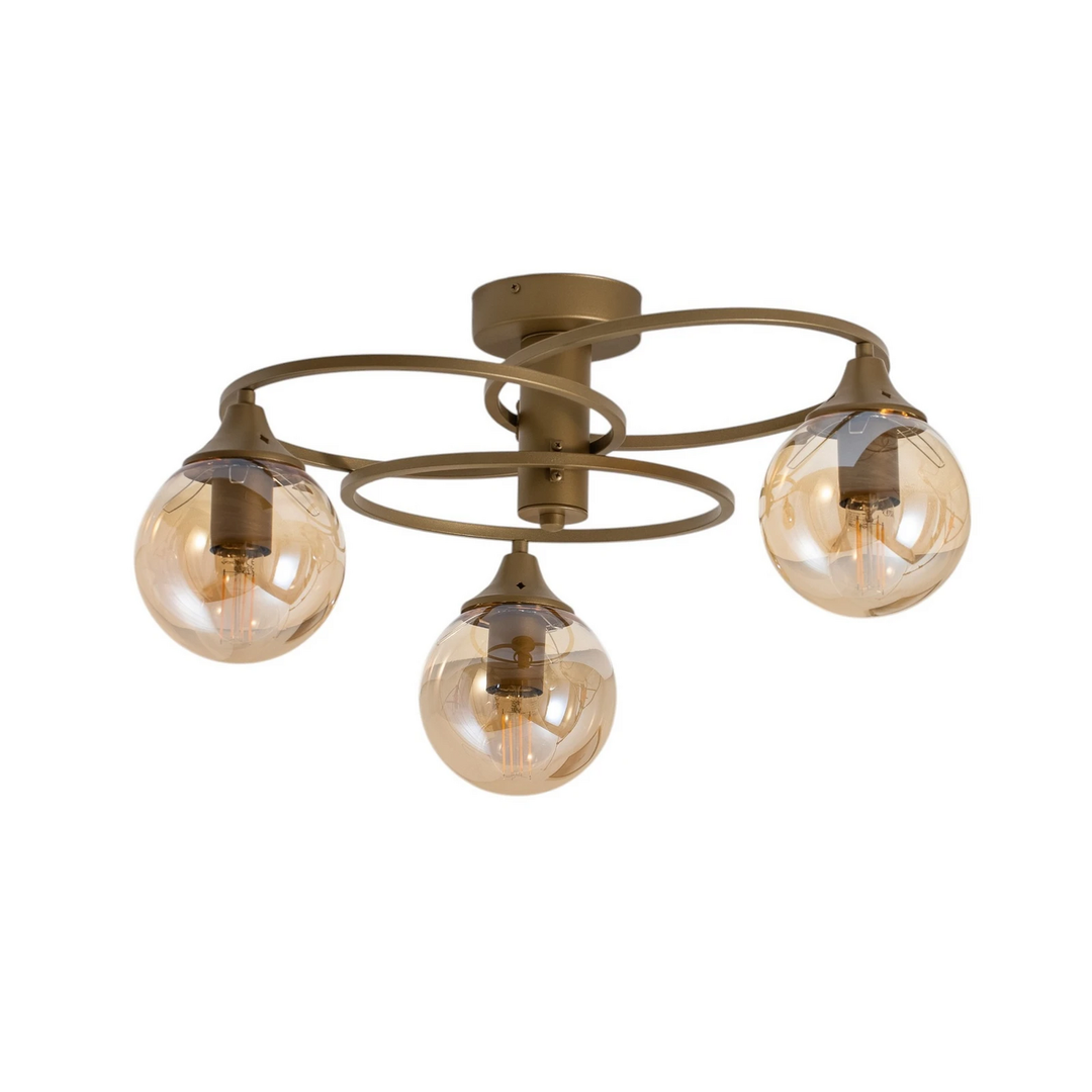 Binah Deckenlampe amber/antikgold Glas/Metall Deckenleuchte Lampe Licht