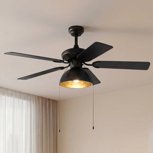 B-Ware Lucande Deckenventilator Shamoian schwarz-gold Ø132cm leise mit Beleuchtung 25m²