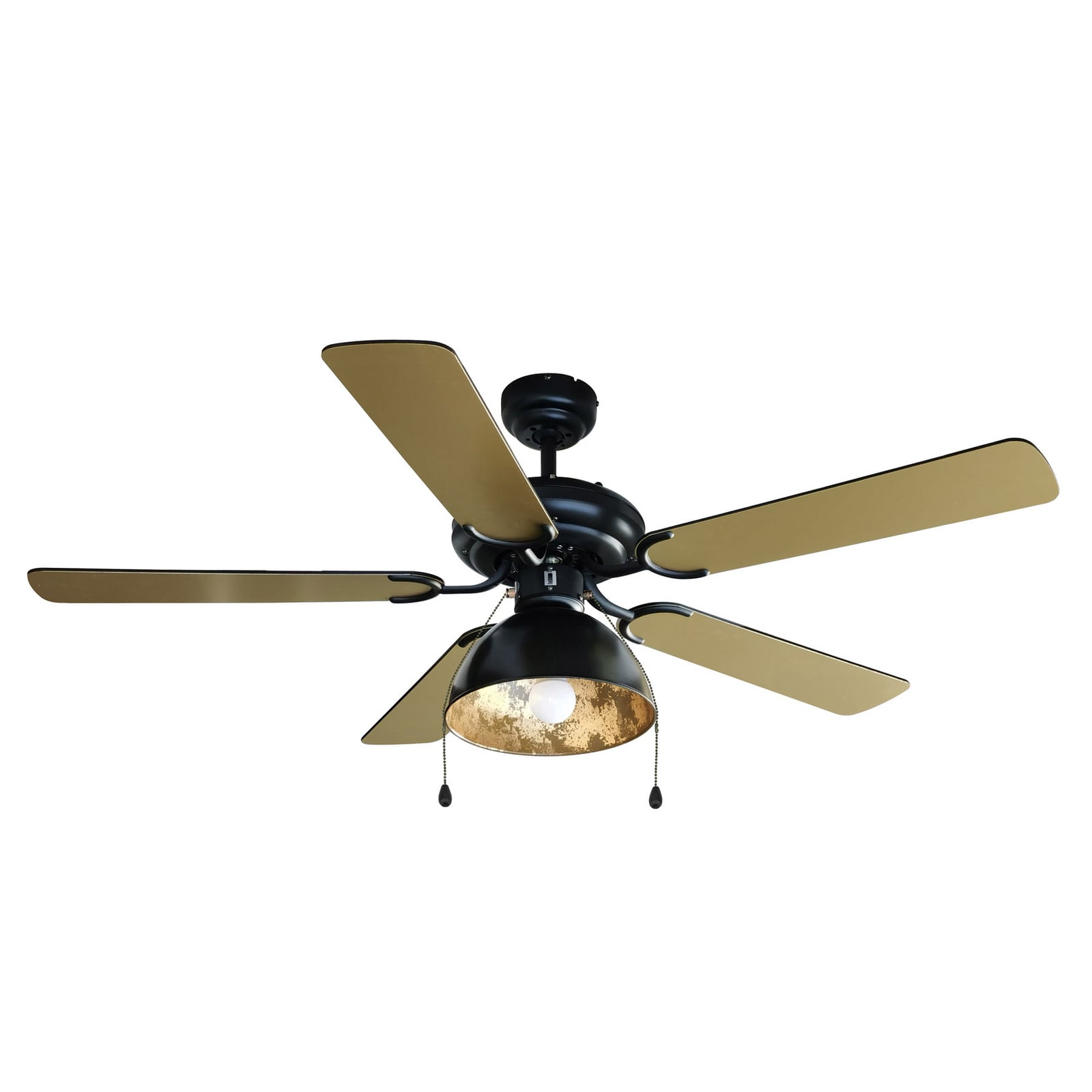 Lucande Deckenventilator Shamoian schwarz-gold Ø132cm leise mit Beleuchtung 25m² - 4251911744736