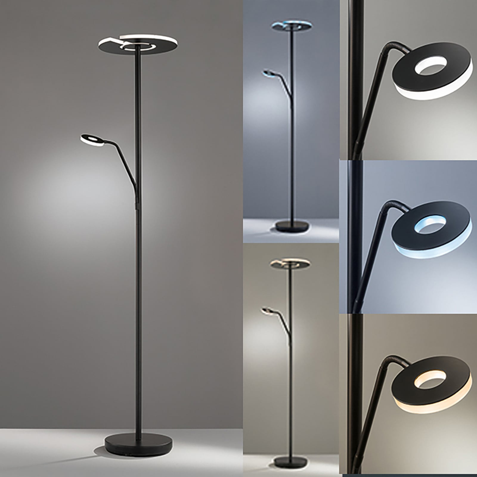 FISCHER & HONSEL Stehleuchte Dent LED dimmbar schwarz matt 180cm Leselicht CCT - 4003694403184