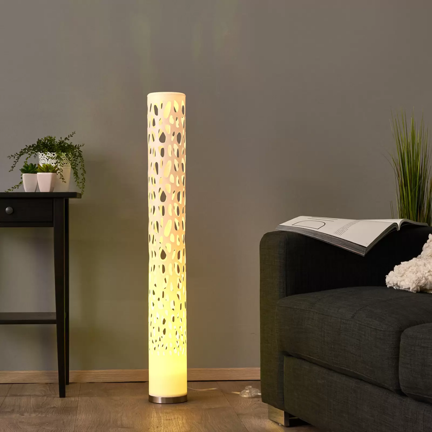 Lampadaire Elc Craig avec télécommande, blanc RGB 423 (produit de seconde main)