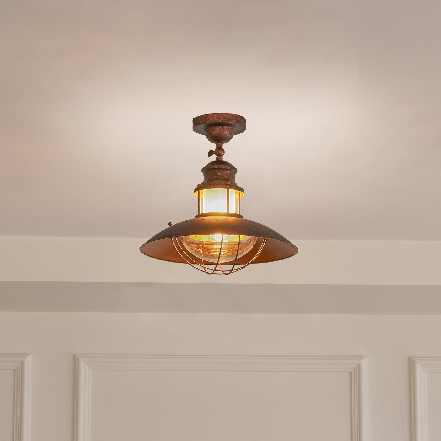 B-Ware Lindby Deckenlampe Louisanne Hängeleuchte Lampe Leuchte Rustikal Rostbraun 906