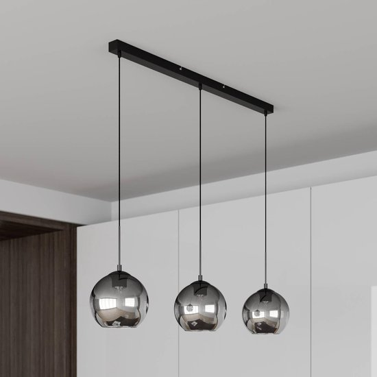 Hängelampe Lindby Sofian Hängeleuchte Lampe Leuchte 3 Flammig E27 Rauchgrau B-Ware