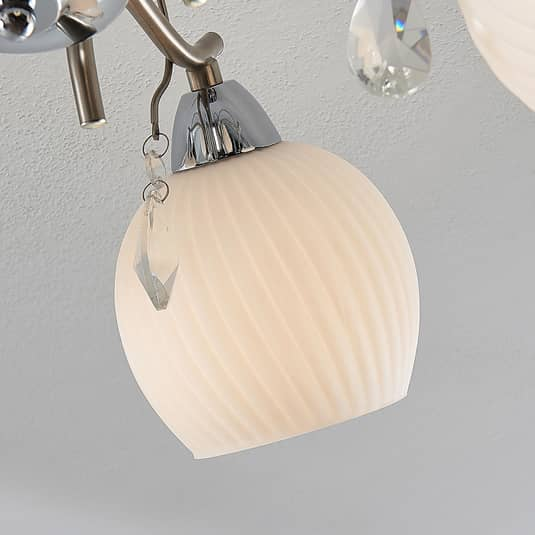 Lindby Feodora Deckenlampe Deckenleuchte Lampe Leuchte Kronleuchter Weiß Chrom B-Ware - 4251096571967