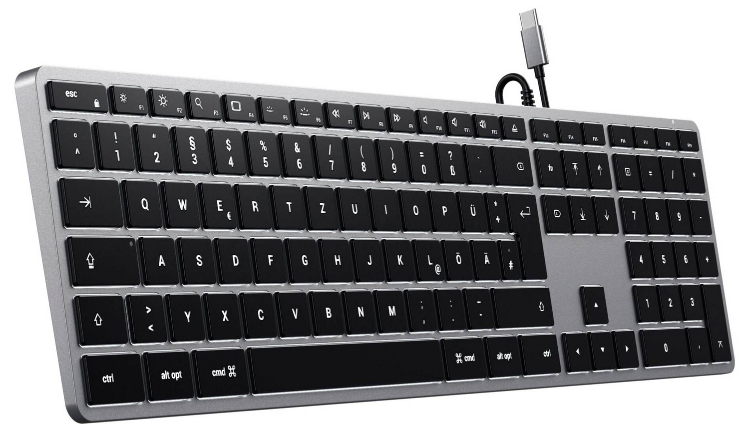 Clavier filaire Satechi Slim W3, touches multimédias QWERTZ allemandes