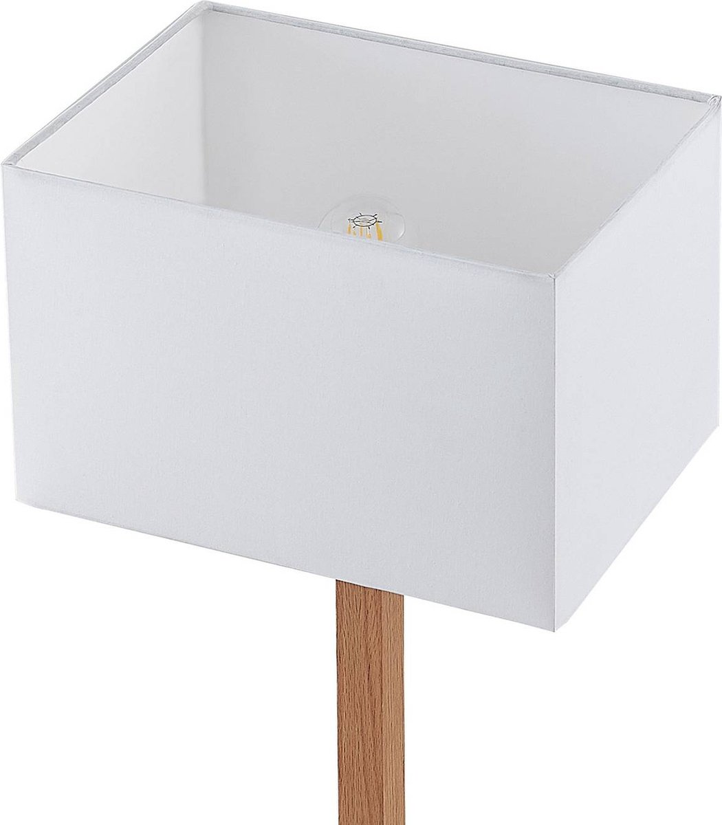 Lucande Heily Tischleuchte Holz Eckig Weiß Tischlampe Lampe Leuchte Spot Licht B-Ware - 4251911723595