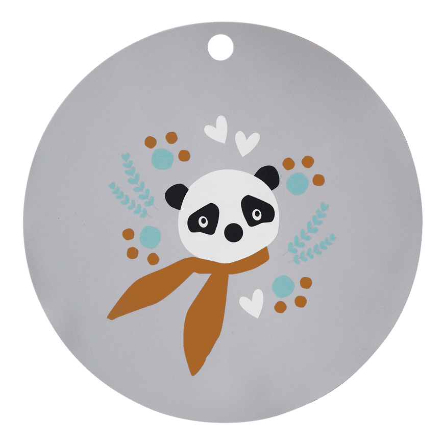 Kikadu Silikon Platzset Panda Silbergrau Platzdecke Baby Zubehör 2 Stück