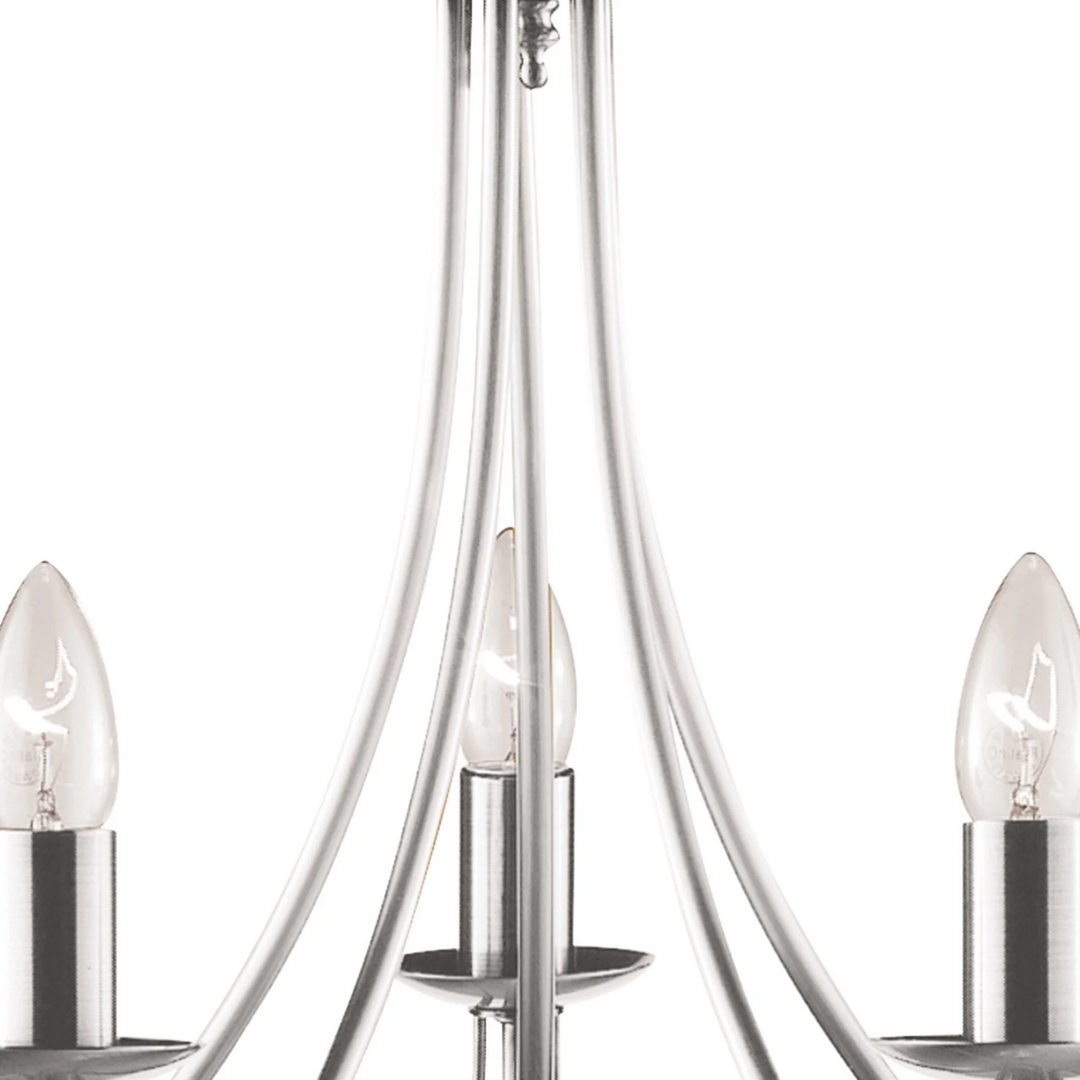 Searchlight Kronleuchter Maypole satin silber fünfflammig Deckenlampe Lampe Deko