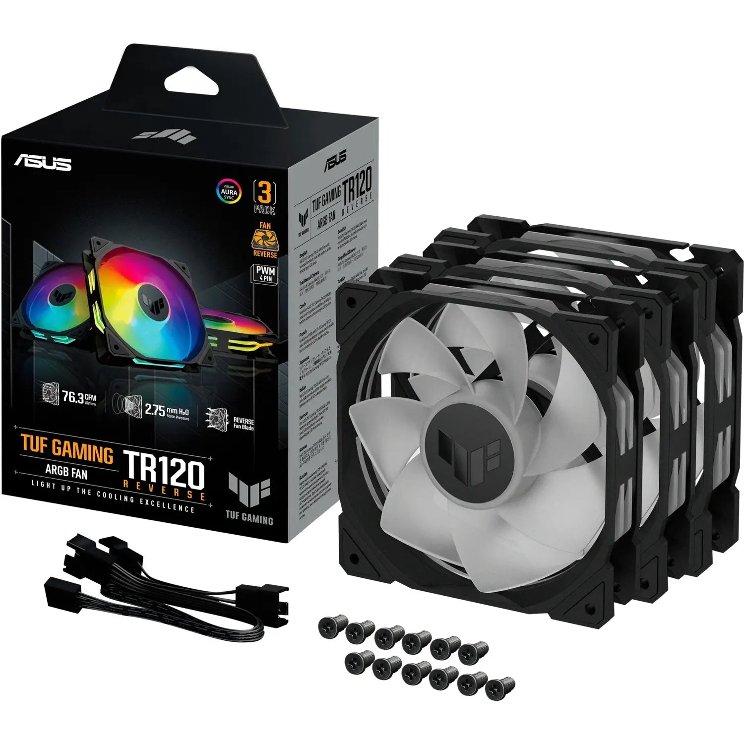 Asus Tuf Gaming Tr120 Argb 3x Gehäuselüfter Lüfter Pc Schwarz 120 Mm Pwm B-Ware