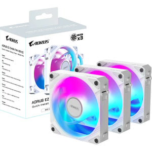 B-Ware Gigabyte Gehäuselüfter Ventilator Ez Chain 120 Ice Weiß Argb 120 Mm 3er Pack