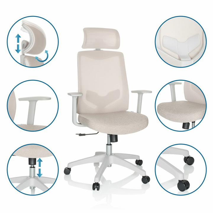 Hjh Office Mikeo W Home Office Bürostuhl Beige Drehstuhl Arbeitsstuhl Stuhl B796 B-Ware