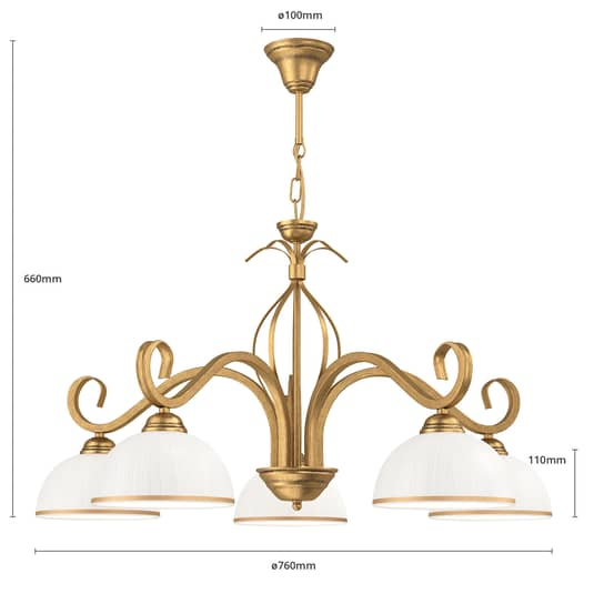 B-Ware Euluna Pendelleuchte Wivara Pendellampe Lampe Leuchte Decke 5 Fünfflammig Gold