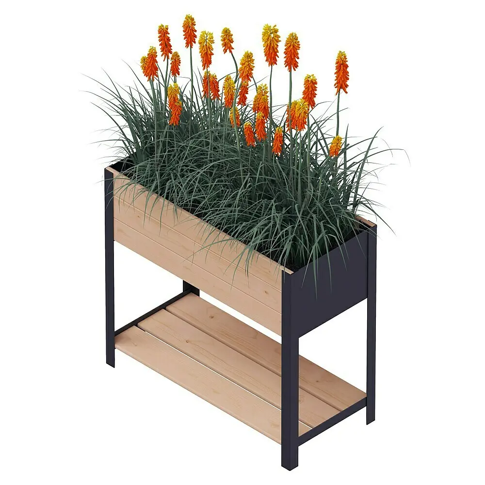 B-Ware Upyard Hochbeet Pflanzkasten Gartenbeet Modernbox 78x36x72 Cm Braun Schwarz