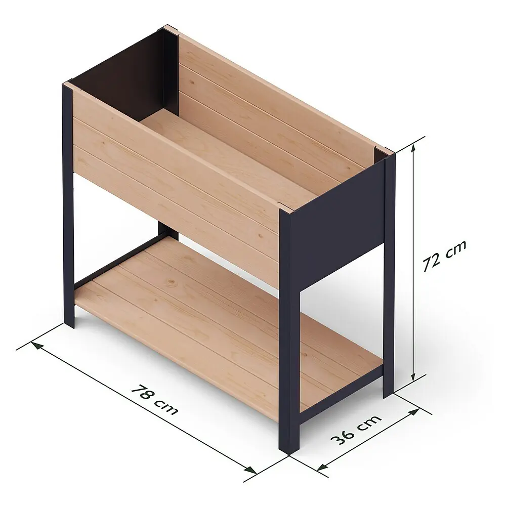 B-Ware Upyard Hochbeet Pflanzkasten Gartenbeet Modernbox 78x36x72 Cm Braun Schwarz