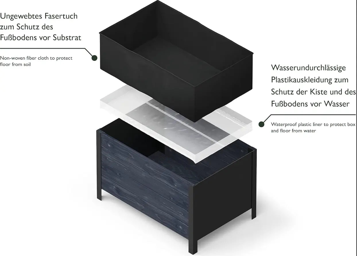 B-Ware Upyard Holz Hochbeet Pflanzkasten Garten Beet Terrasse Blumenkasten 52x78x48cm