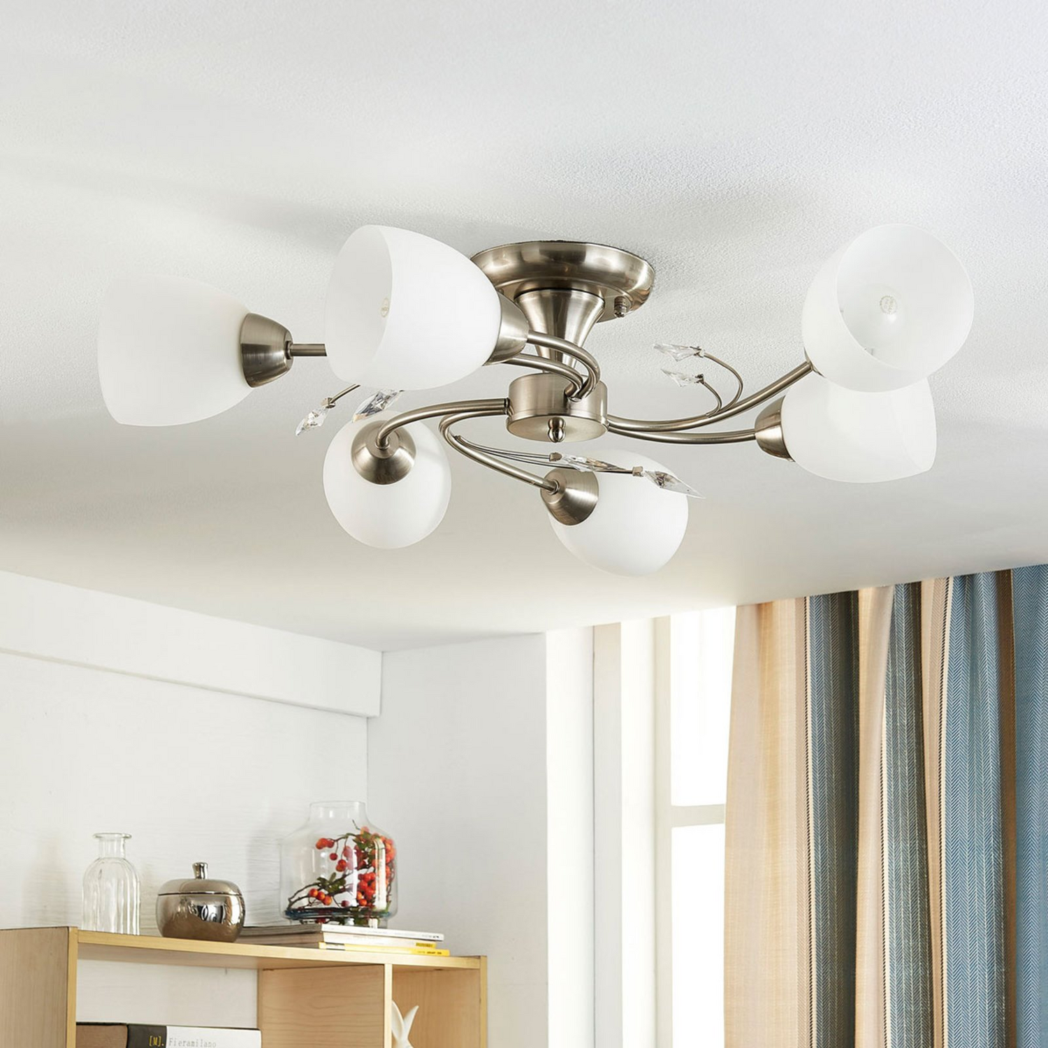 Plafonnier Lindby à six lumières de qualité B, Tatas, IP20 E14 40 W690