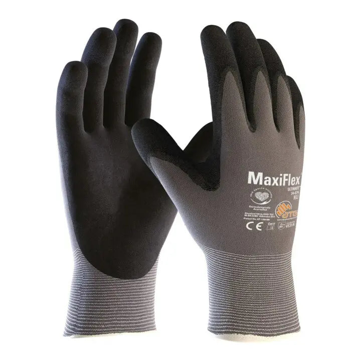 B-Ware Atg Handschuhe Schutzhandschuhe Arbeitshandschuhe Grau Schwarz Nitril Gr 8 9 Set - 4792249874080