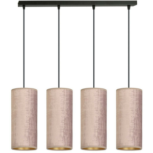 Suspension Emibig Lighting Joni, lampe textile de 120 cm (4 fl) de long, couleur or rose, article de seconde main
