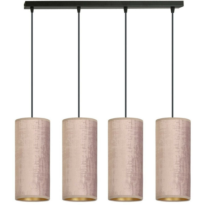 Emibig Lighting Pendellampe Joni Hängeleuchte Leuchte Textil 4fl Lang Rosé Gold B-Ware - 5901738920910