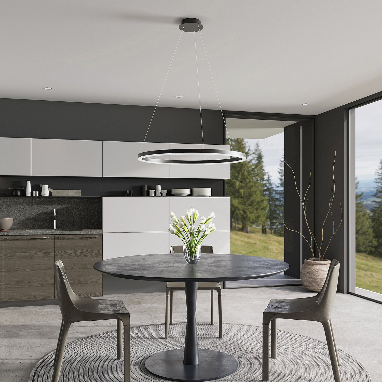 B-Ware Arcchio Albiona Led Hängeleuchte Hängeleuchte Lampe ø 80 Cm 46,8 W Schwarz Weiß