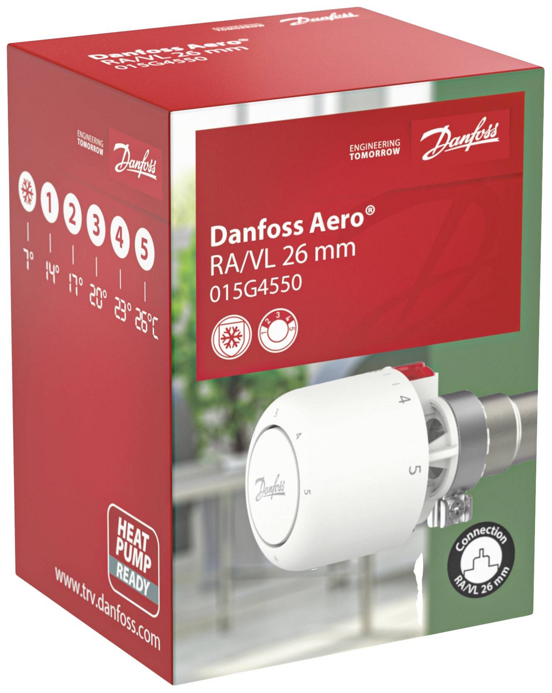 Danfoss 015 G4550 Aero Ra/Vl 26mm Thermostatkopf Mechanisch 7 Bis 28 °C Heizung B-Ware