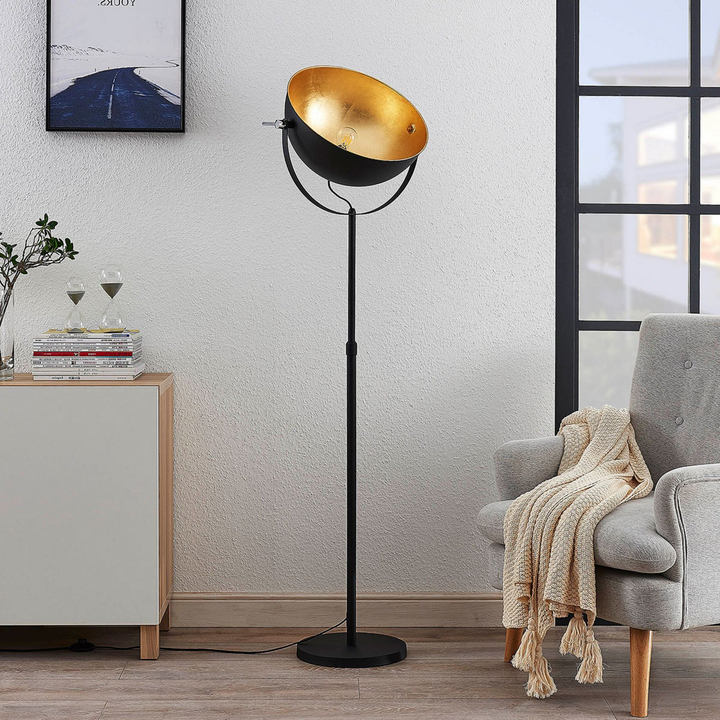 Lindby Stehleuchte Muriel Stehlampe Standleuchte Lampe Leuchte E27 schwarz gold