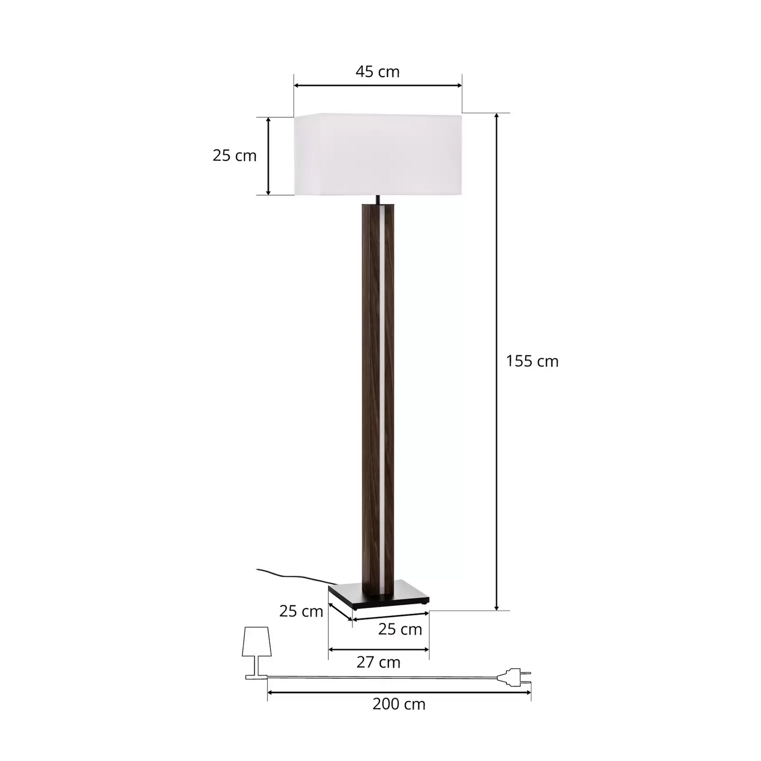 Stehlampe Elegance Dimmbar Nussbaumfurnier Weiß Stehleuchte Lampe Leuchte Spot B-Ware