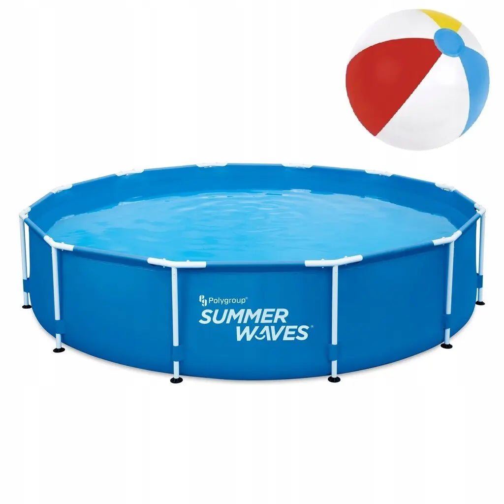 Polygroup Summer Waves Runder Gartenrahmenpool Schwimmbecken Pool 244x76cm Blau B-Ware - 4894906003878