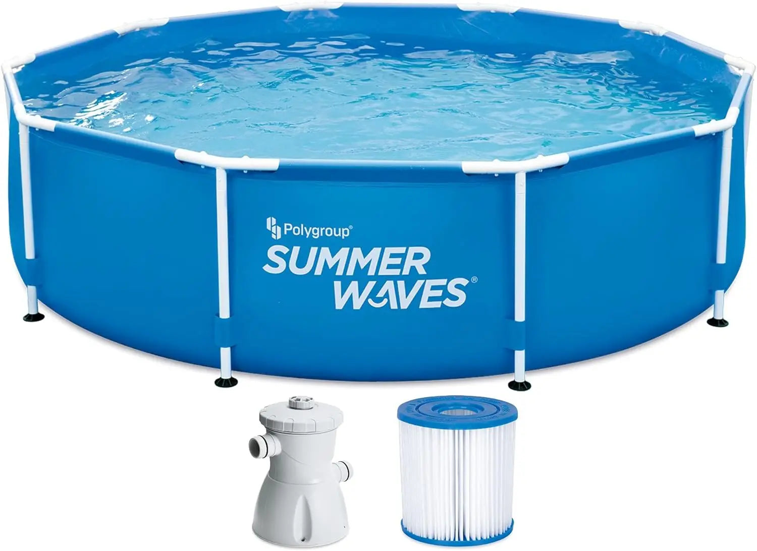 Summer Waves Frame Pool Aufstellbecken Pool 305x76 Cm Filterpumpe Schwimmbec140