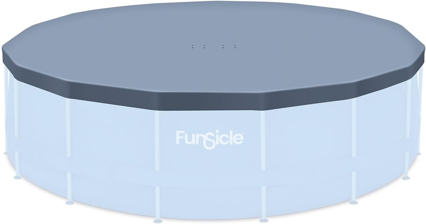 Funsicle Poolabdeckung Abdeckung Plane Runde 457 cm Pool Abflusslöcher Grau - 4894906009641