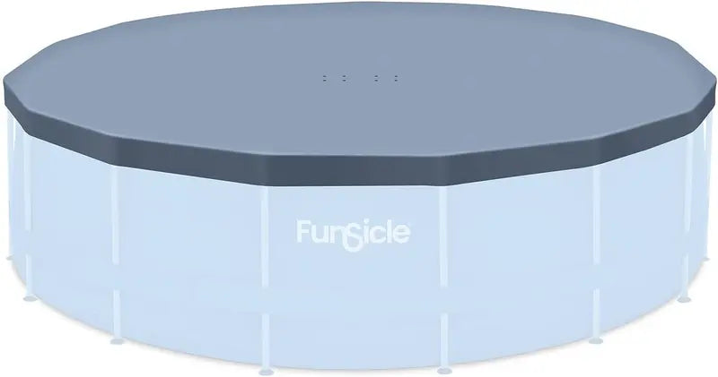 B-Ware Funsicle Poolabdeckung Abdeckung Plane Runde 457 Cm Pool Abflusslöcher Grau  - 4894906009641