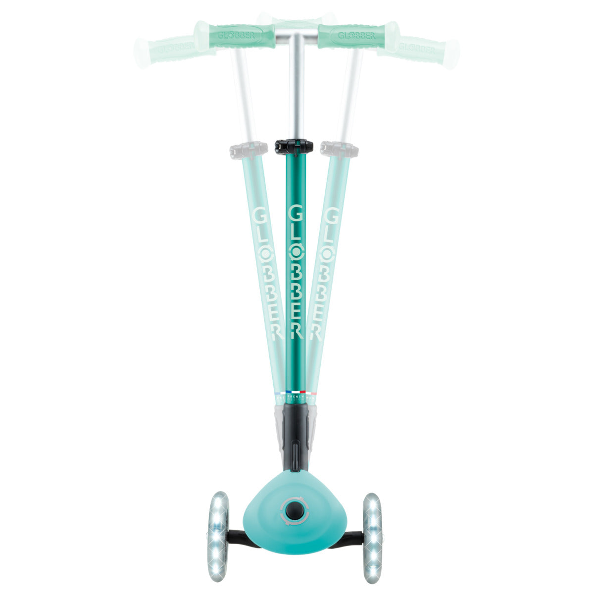 Globber Roller Dreirad Scooter Kickboard Kinder ELITE LIGHTS GLOW Dunkelmint - 4895224412212