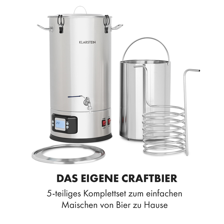 Klarstein Maischfest Mash Kettle 5-Piece 35l Maischekessel Kessel Bierbrau-Set