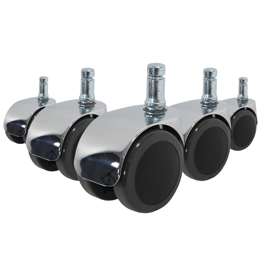 B-Ware Hjh Office 5x Rolo Lux 10mm/50mm Hartböden Stuhlrollen Schwarz/Silber805