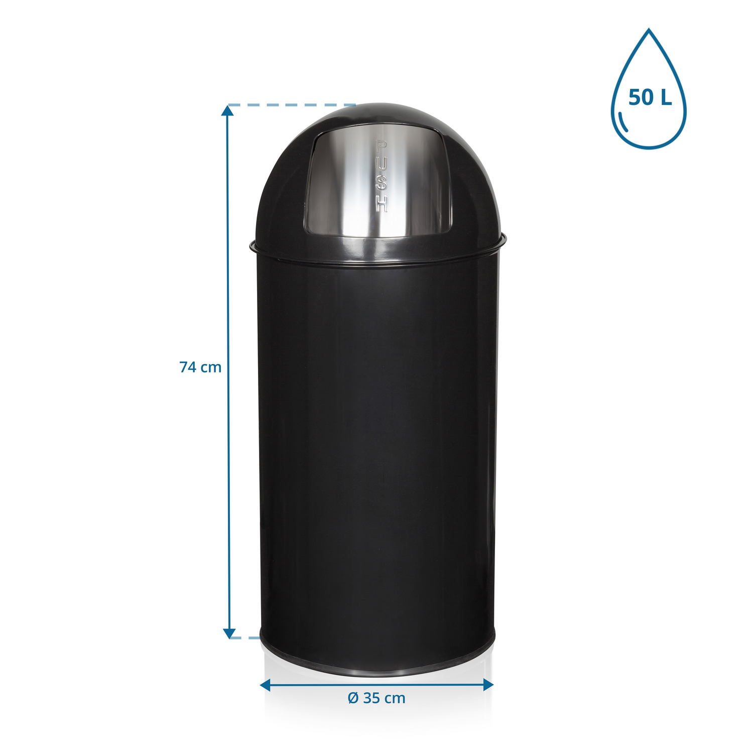 B-Ware Hjh Office Abfallsammler Mülleimer Abfallbehälter Push 50 L Schwarz Innenbere942