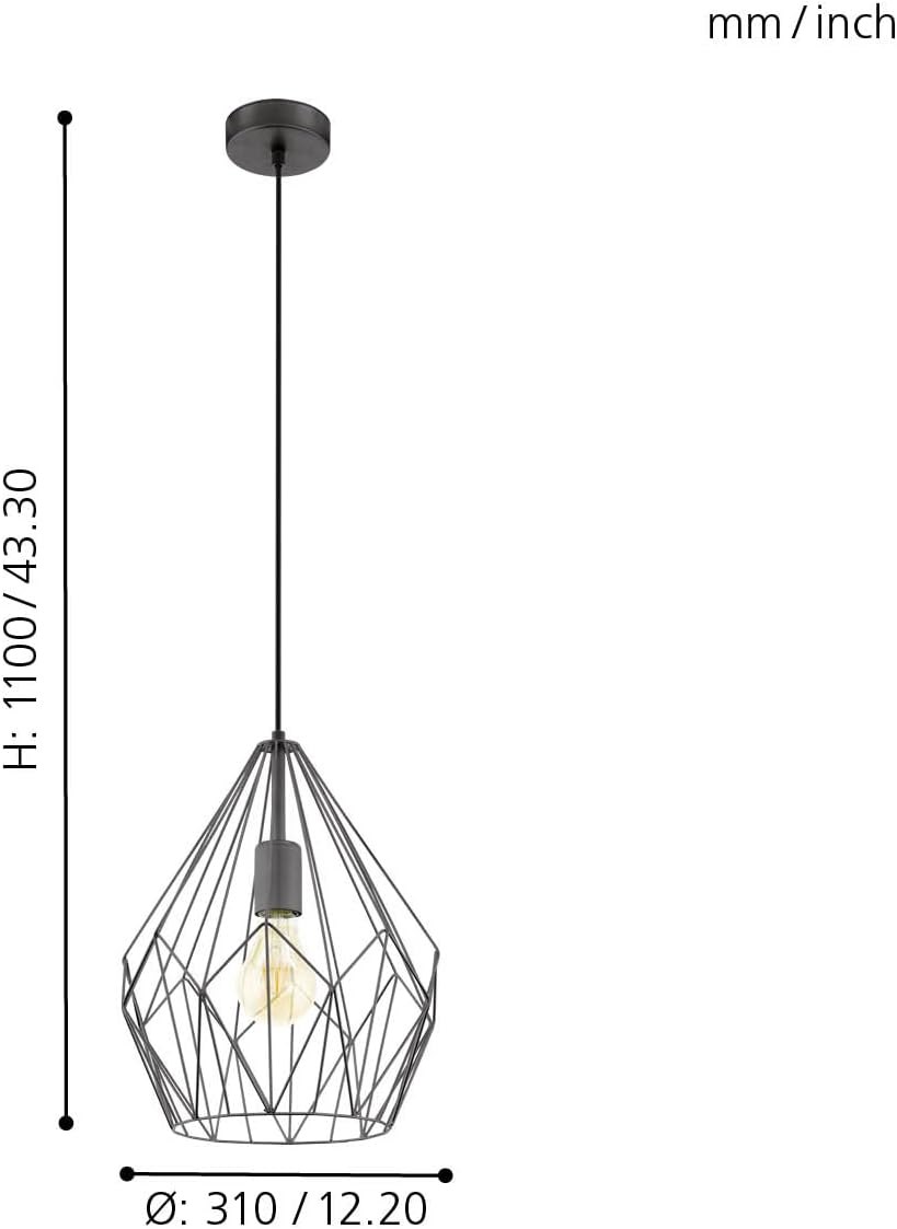 Eglo Pendellampe Carlton Deckenleuchte Hängelampe Esstischlampe Metall Schwarz B-Ware - 49257