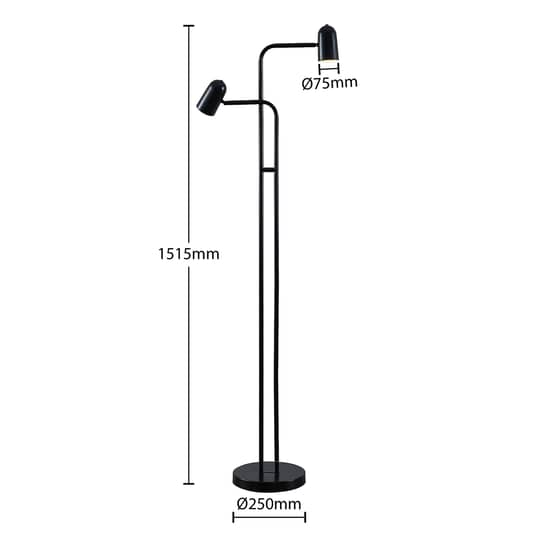 Lindby Skalum Stehlampe schwarz 2-fl. Stehleuchte Standleuchte Lampe Leuchte E14