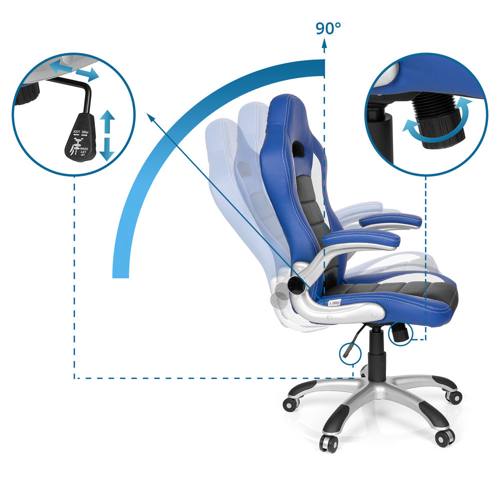 hjh OFFICE Gaming Stuhl Bürostuhl GAME SPORT blau schwarz SIEHE TEXT/FOTO - 4251084642648