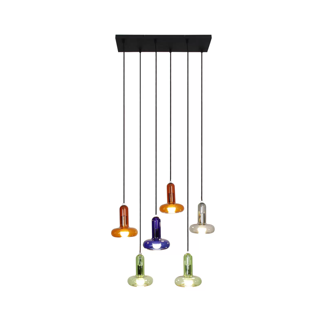 Eco-Light Hängeleuchte Perseus Hängelampe Lampe bunt Länge 65 cm 6-flammig Glas