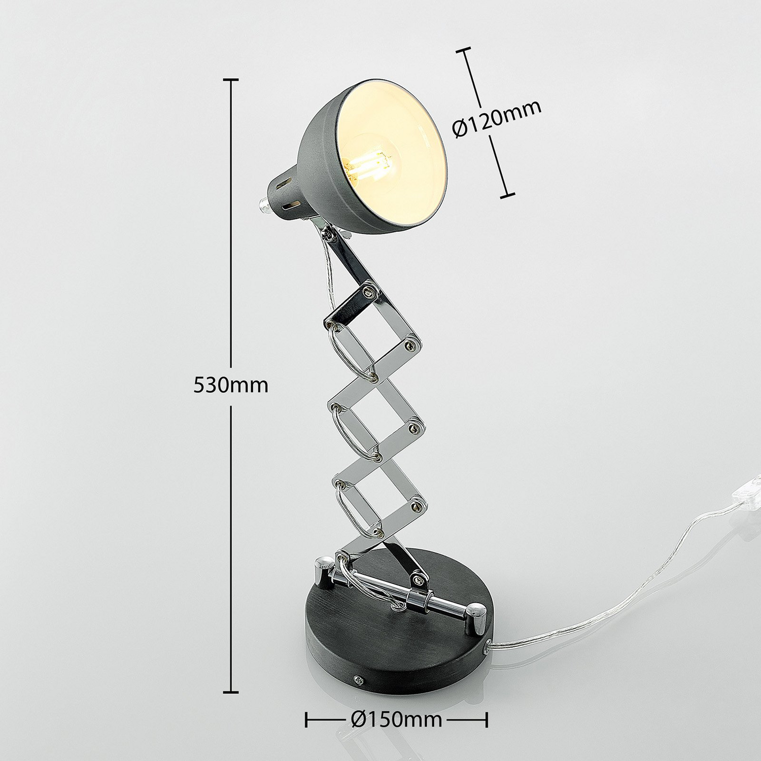 Applique murale Lindby Theon, lampe de lecture, bras articulé, fer 