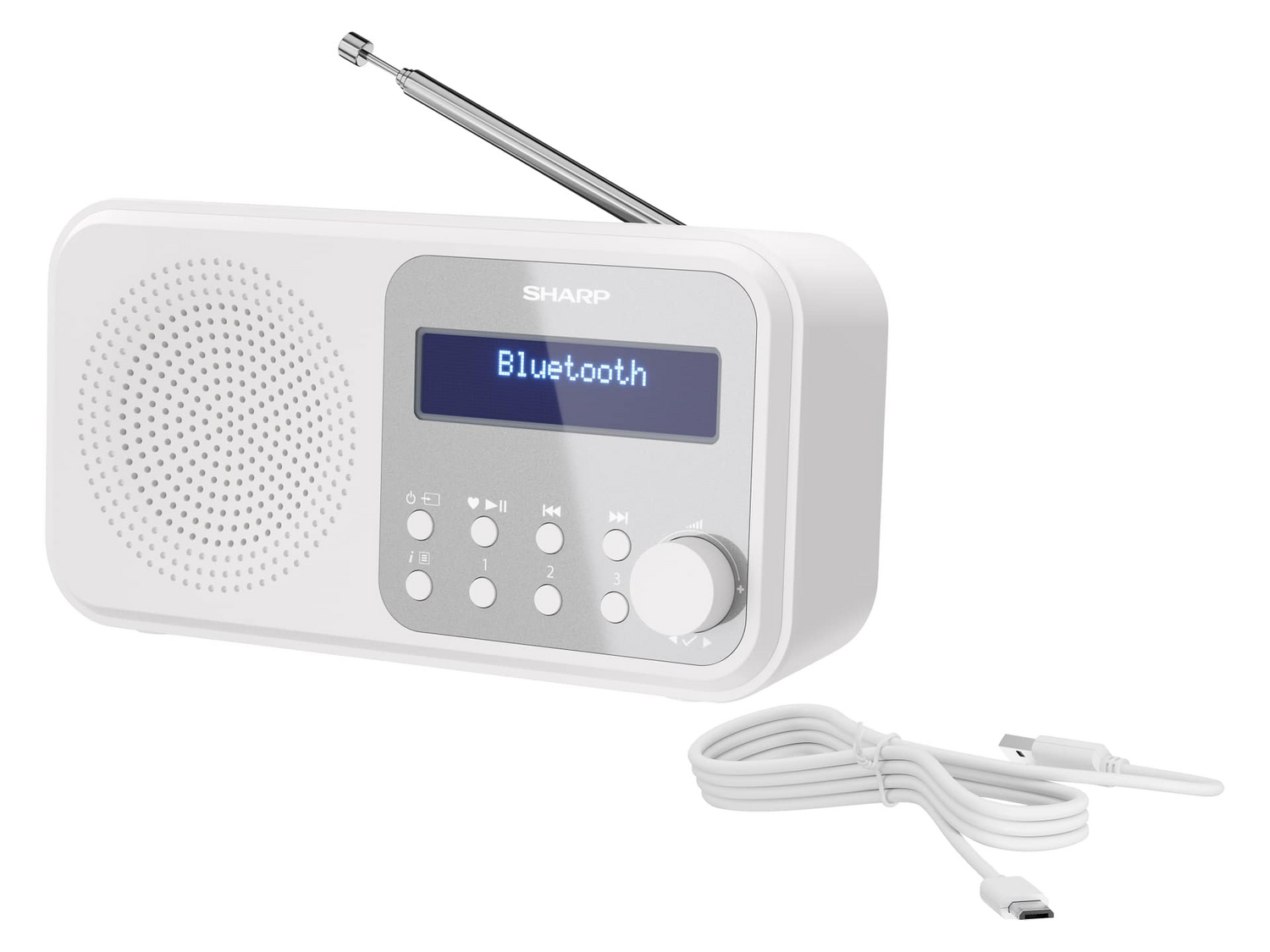 Sharp Dab+/Fm Radio Empfänger Hauptgerät Usb Bluetooth Weiß B-Ware