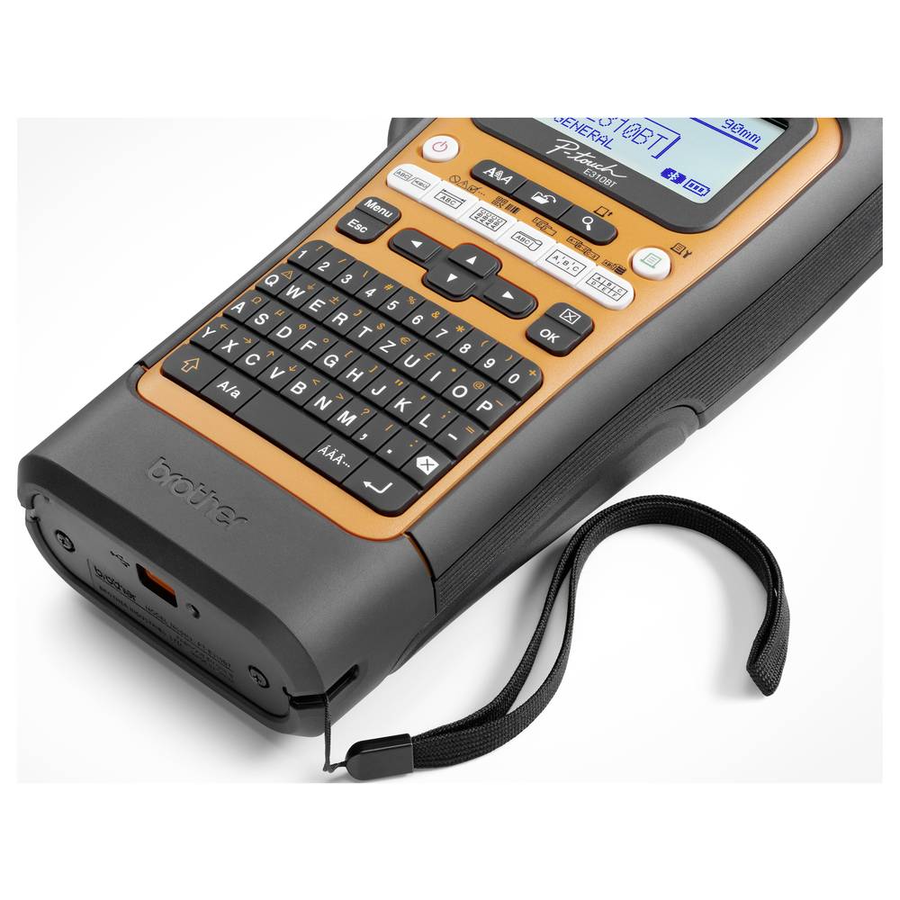 Brother P-touch E300 Beschriftungsgerät Etikettendrucker mobil schwarz-orange - 4977766834063